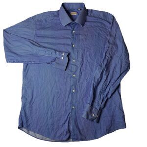 Doriani Milano Mens Shirt Long Sleeve Blue Striped Size 17